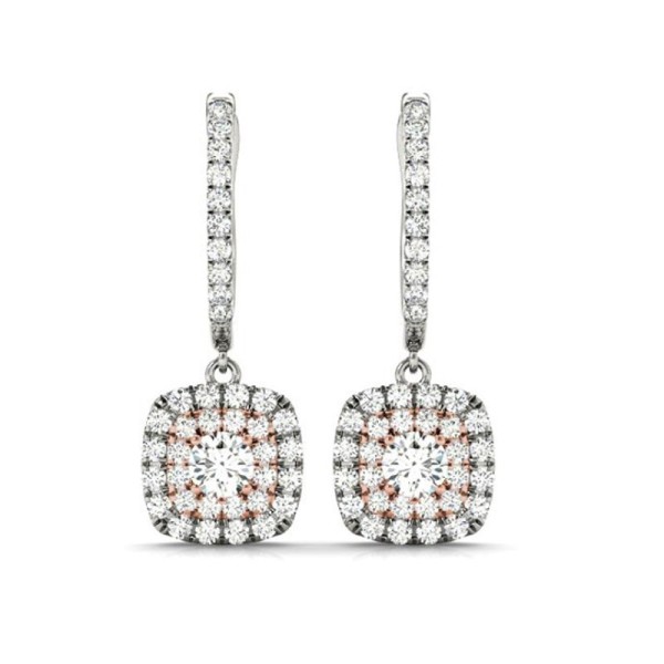 Cushion Shaped Double Halo Dangle Earrings