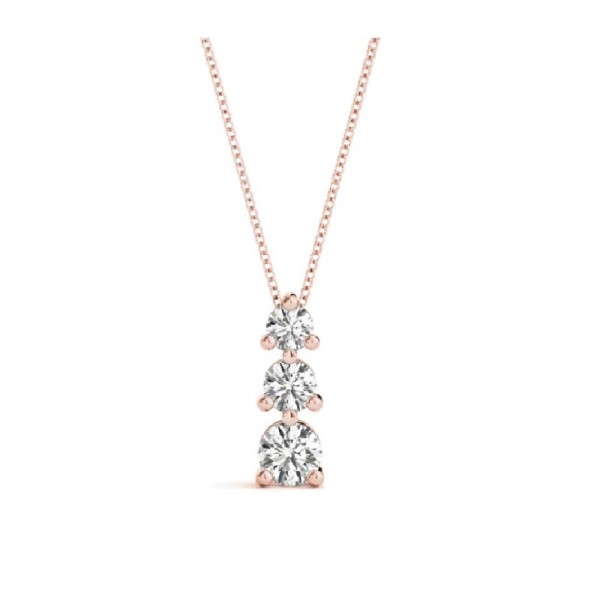 Classic Three Stone Diamond Necklace