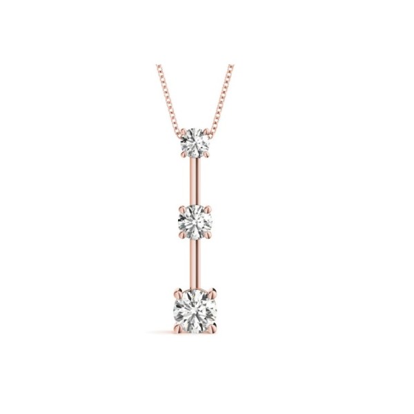 Bar Accented Three Stone Diamond Pendant