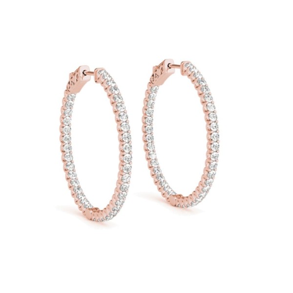 Inside Outside U Style Diamond Hoop Earrings