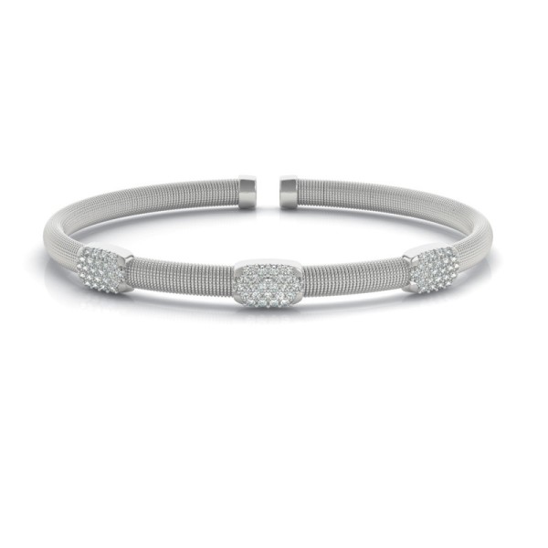 Mesh Cuff Bracelet with Accent Diamond Bars