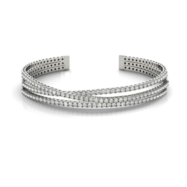 Three Row Diamond Cuff Bracelet