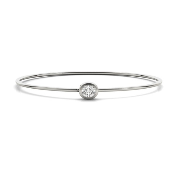 Slip On Bangle with Oval Diamond Station