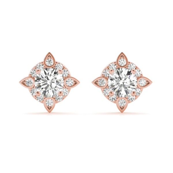 Round Halo Diamond Earrings