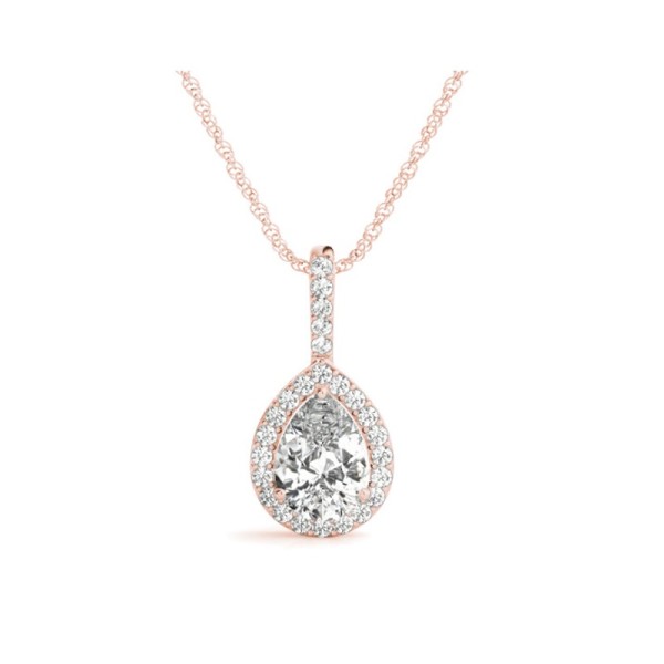 Pear Halo Diamond Pendant