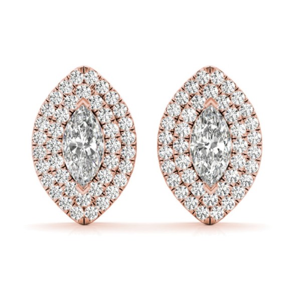 Marquise Double Halo Stud Earrings