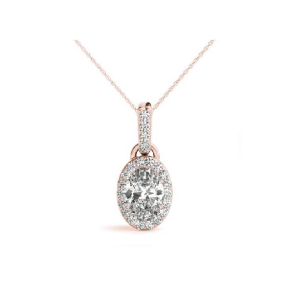 Oval Halo Diamond Pendant