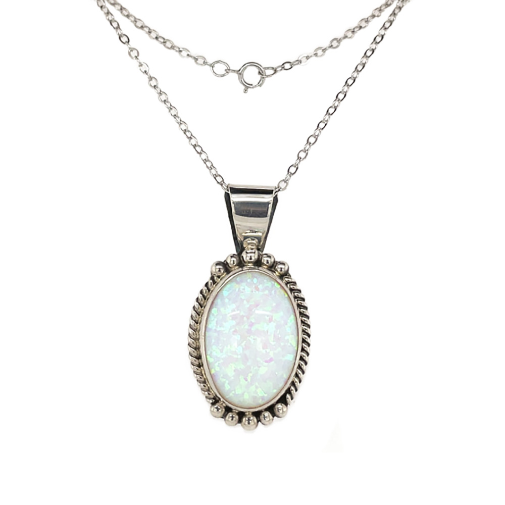 SILVER OPAL PENDANT NAVAJO-JAN MARIANO
