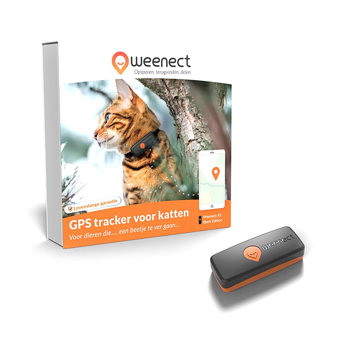 Weenect GPS Tracker Kat Zwart