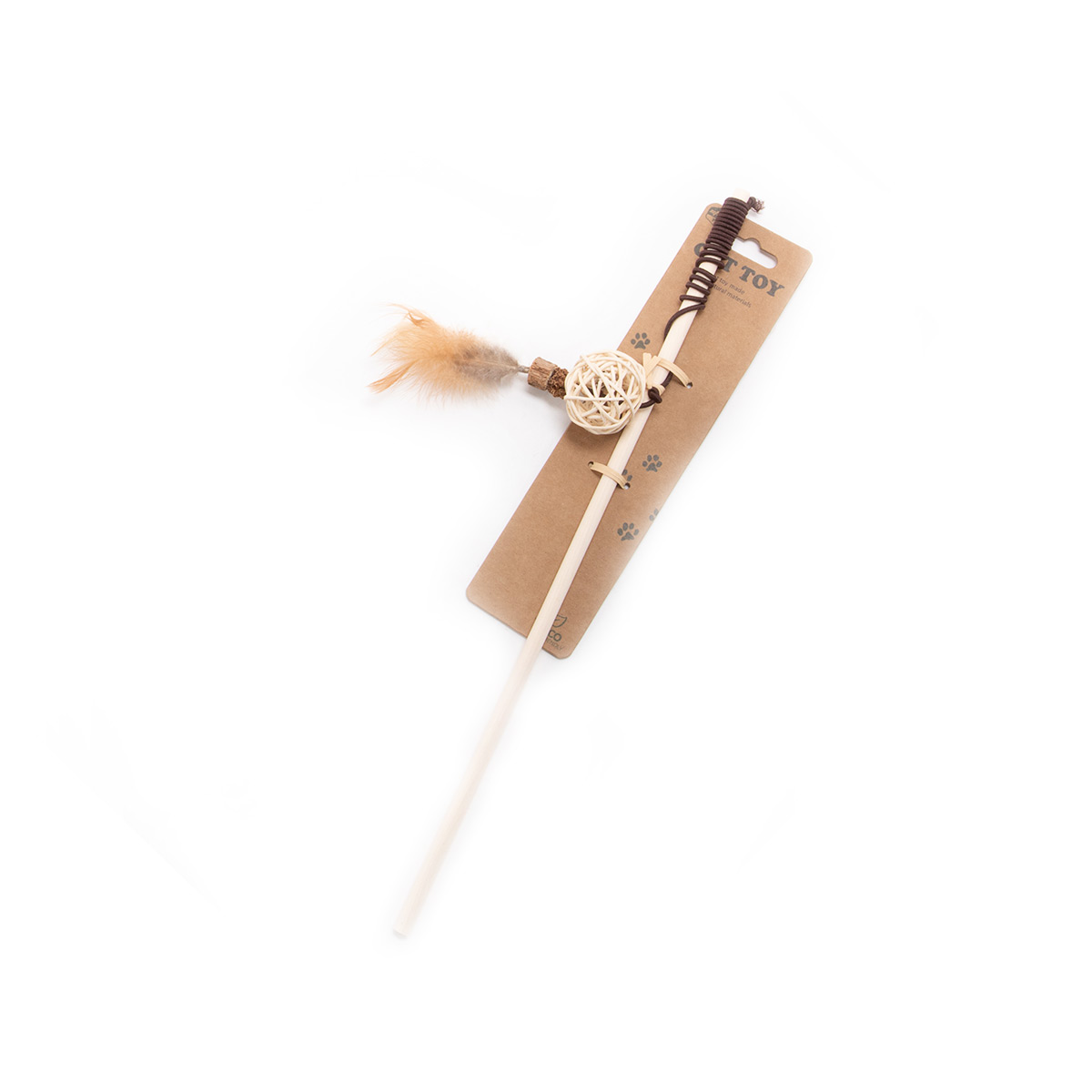 Stans Pet Kattenspeelgoed Natural Cat Toy Hengel Met Veer