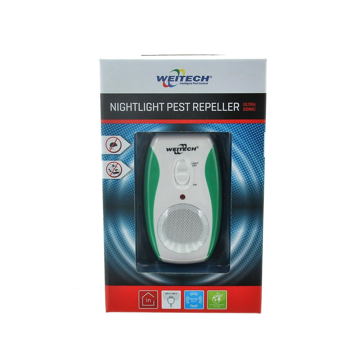 Weitech Pest Repeller Ultrasonic & Nightlight 90m2