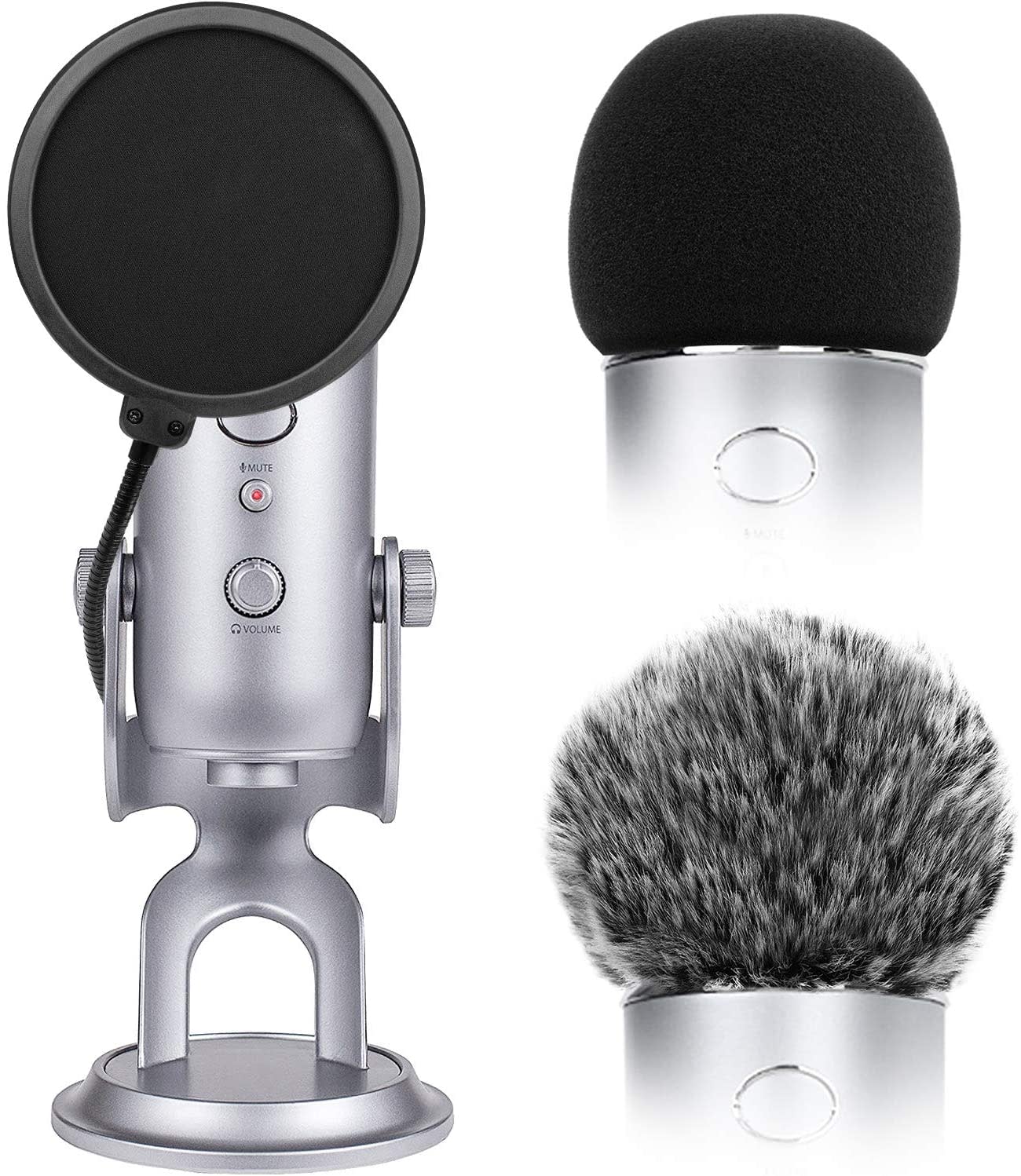 Blue Yeti Foam Cover Pop Filter, Windscreen, 3-in-1
