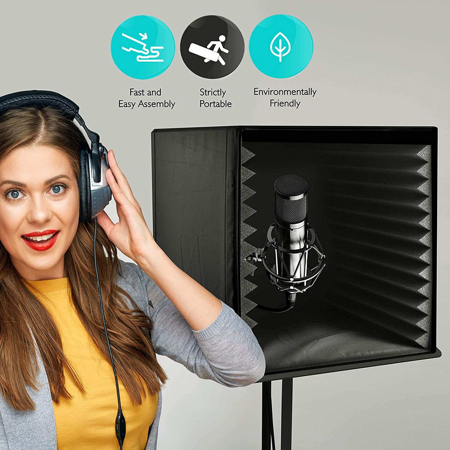 Pyle Recording Shield Box-Microphone Foam Booth Cube