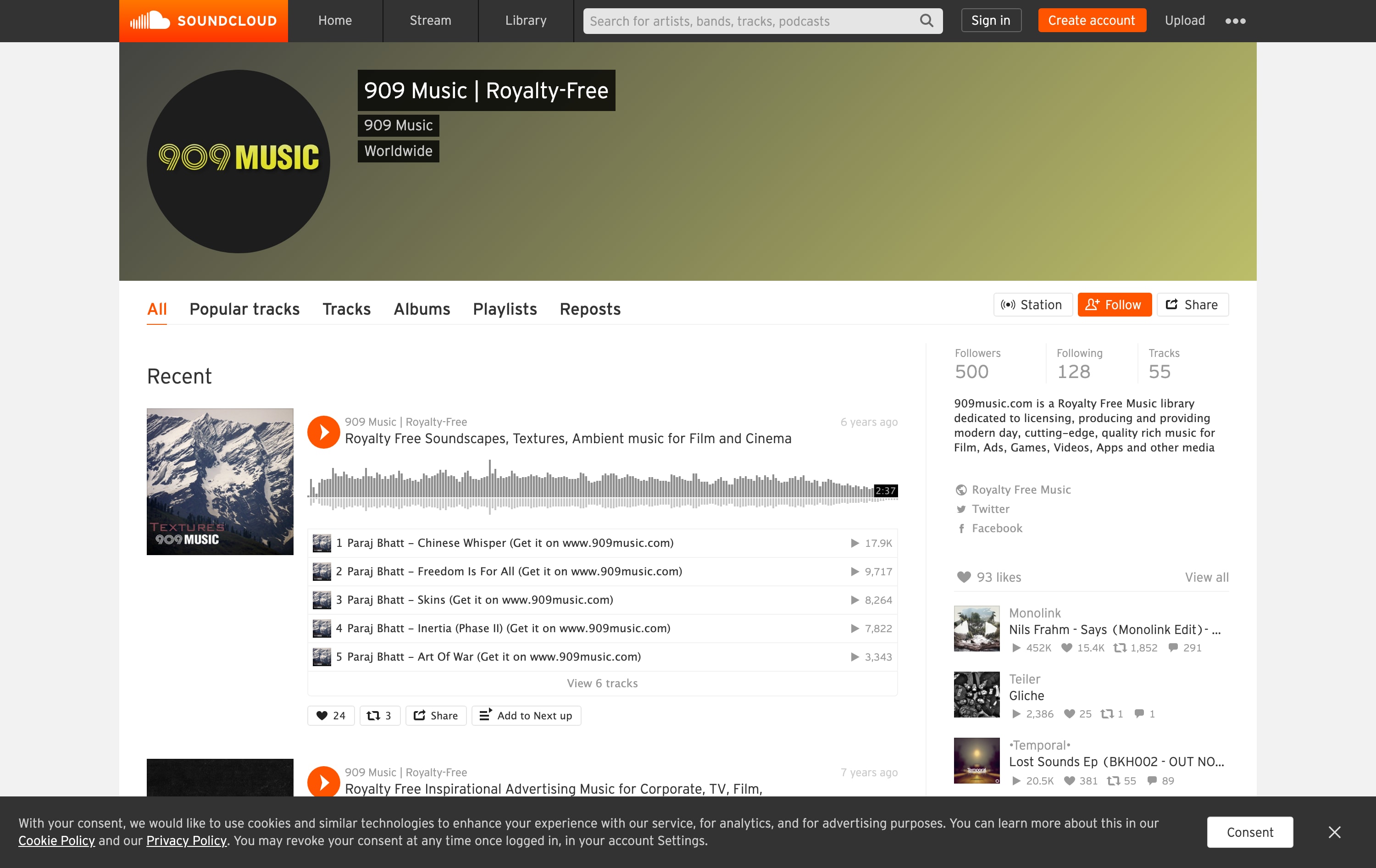 909 Music on Soundcloud