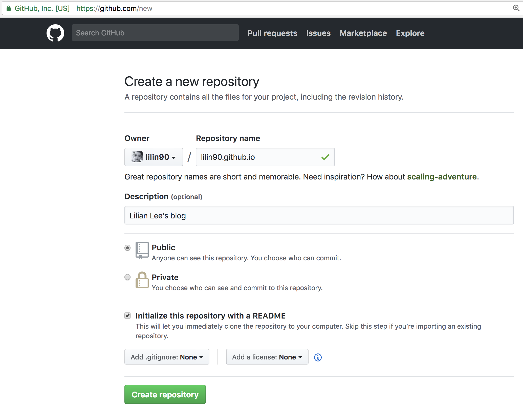 Create a new repository