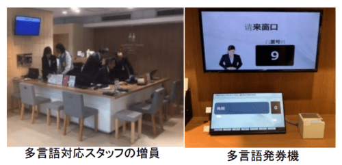 多言語対応スタッフの増員と多言語発券機