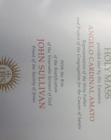 Close up photograph of a printed leaflet with information on the order of service in Chapel on it.