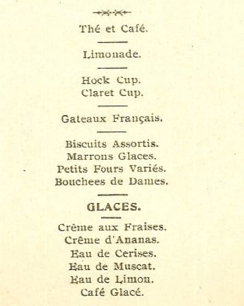 Historic menu from the archives of Lincoln's Inn for the Summer Ball, July 1905