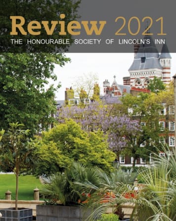 Cover of the Annual Review 2021, featuring an image of the Inn's gardens