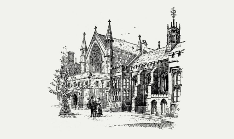 Drawing of historic hall