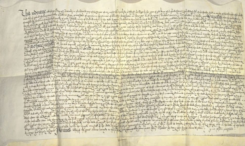 Copy of an indenture dated 24 November 1548, relating to the sale of Thavies Inn