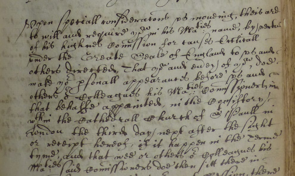 Hand written text on yellowing paper