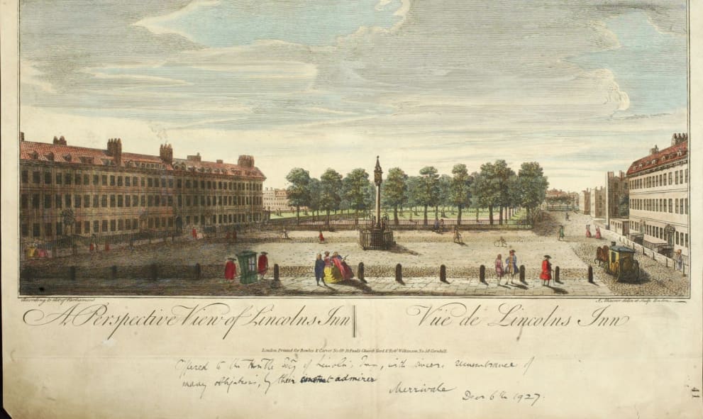 An historic depiction of New Square at Lincoln's Inn