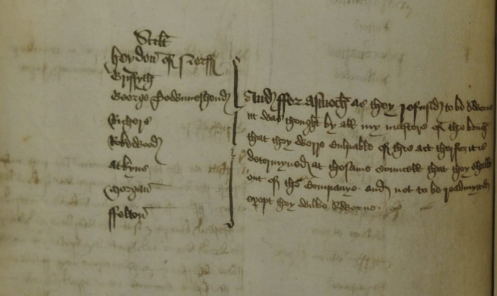 Extract from the Black Books of Lincoln's Inn relating to the theft of wine from the cellars