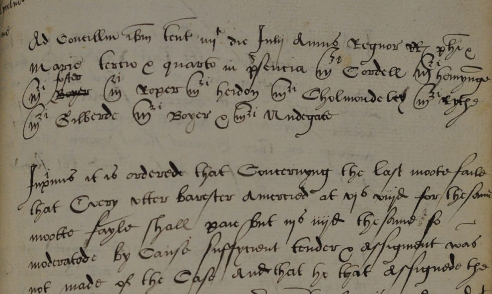 Extract from the Black Books of Lincoln's Inn detailing new regulations enforced from 22 June 1557