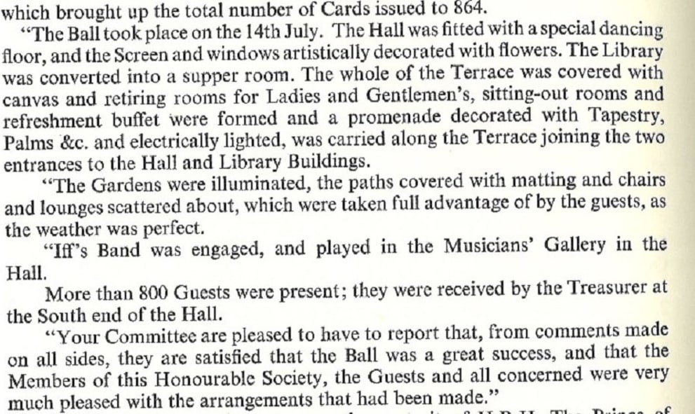Account of the Lincoln's Inn Summer Ball of July 1905, from the Black Books