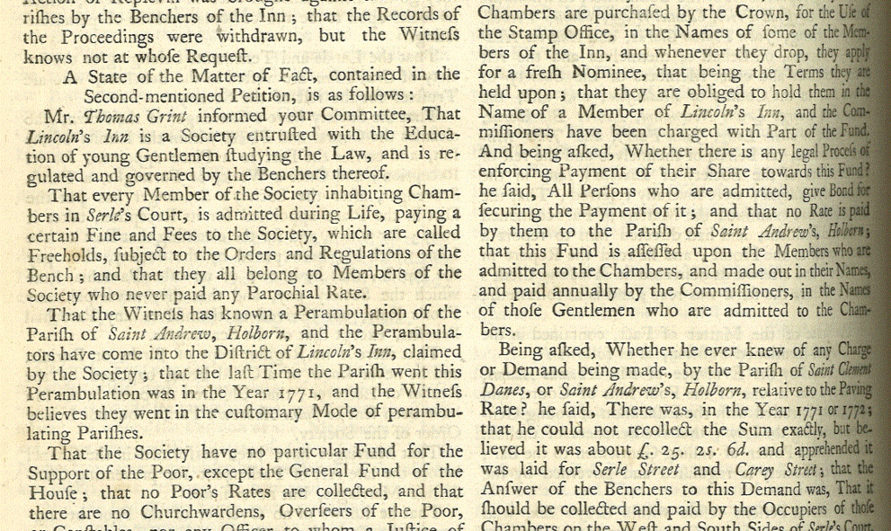 Extract from the Journal of the House of Commons from 1744