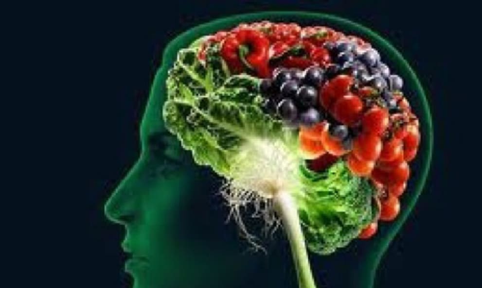 image of head with fruit and vegetables as brain