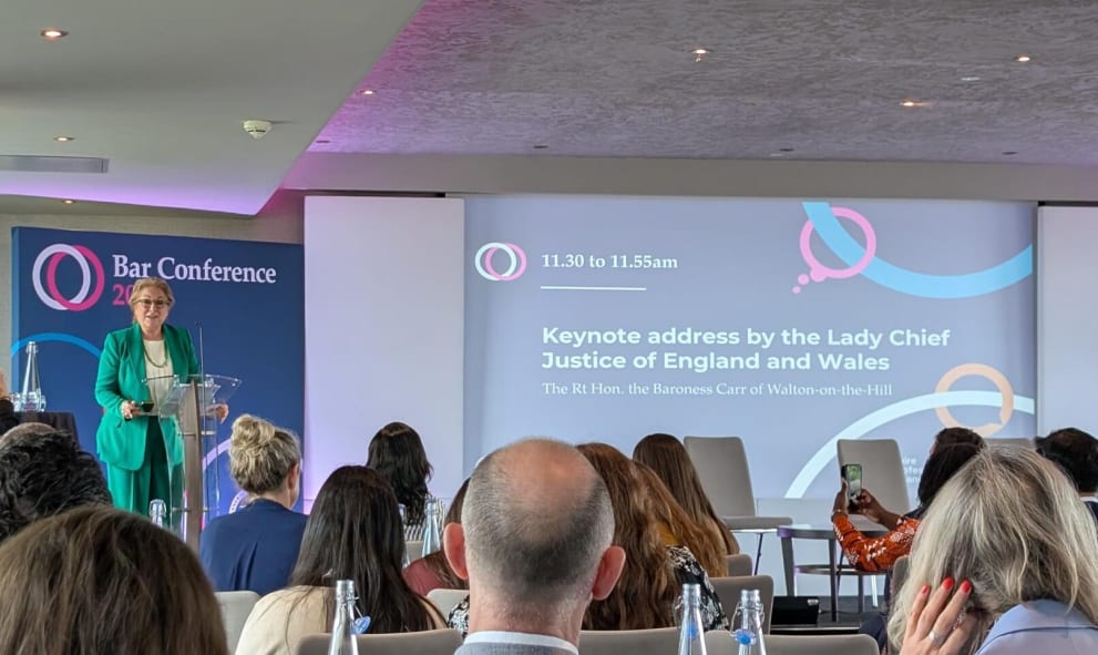 The Lady Chief Justice of England and Wales giving a speech at the Bar Conference 2025