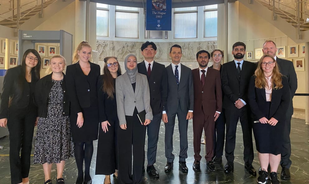 Students, staff and barrister members at court in the Hague