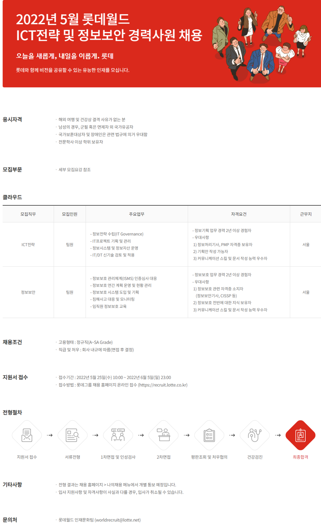 2022년 5월 ICT전략 및 정보보안 경력사원 채용