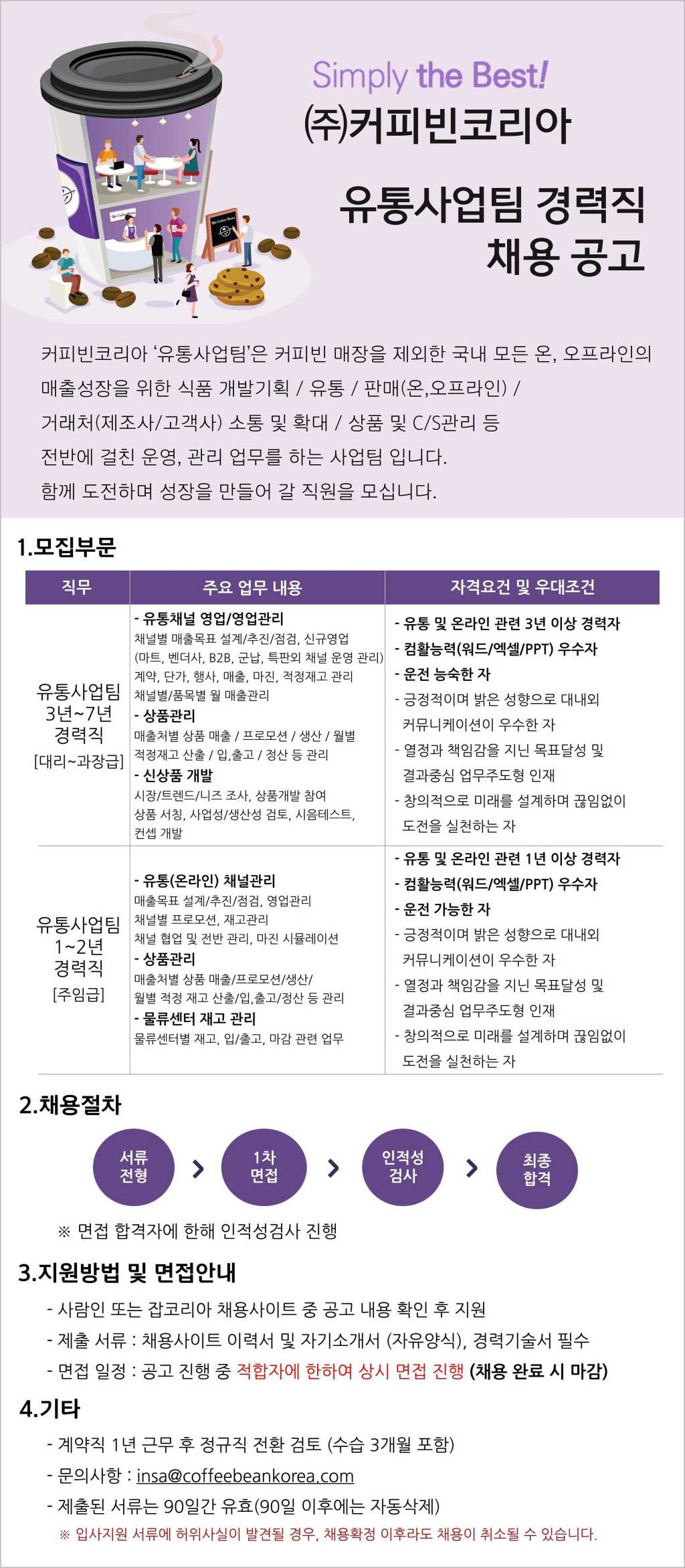 유통사업팀 경력직 채용