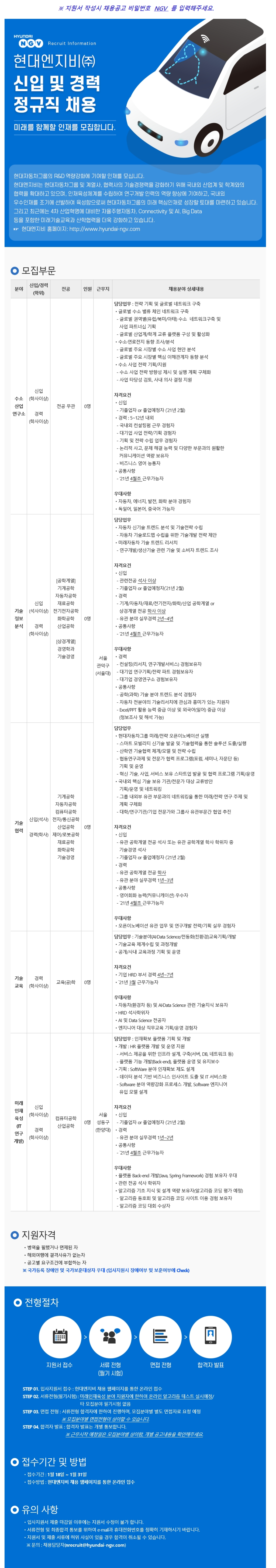 현대자동차 계열사! 2021 신입 및 경력 정규직 채용