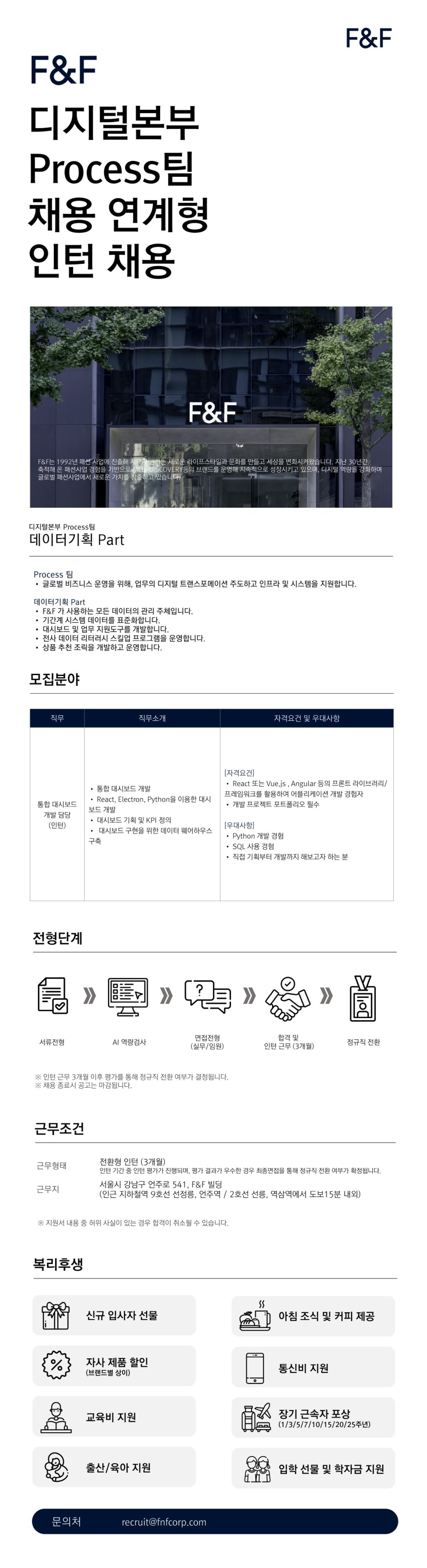 [인턴] 디지털본부 Process팀 데이터기획 파트 통합 대시보드 개발 담당 (전환형 인턴)