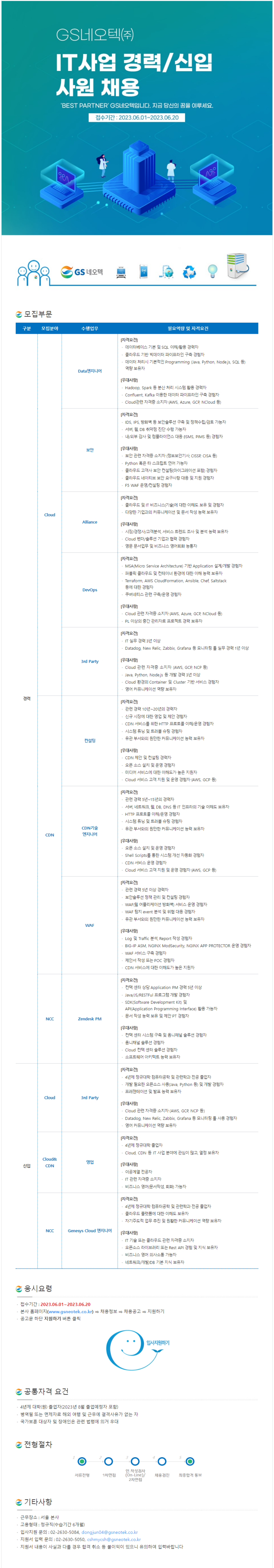 [GS네오텍] IT사업 경력/신입사원 채용