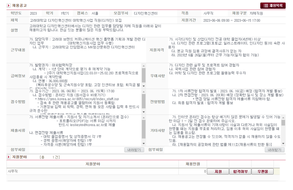 [고려대학교] 고려대학교 디자인혁신센터 대학혁신사업 직원(디자인) 모집