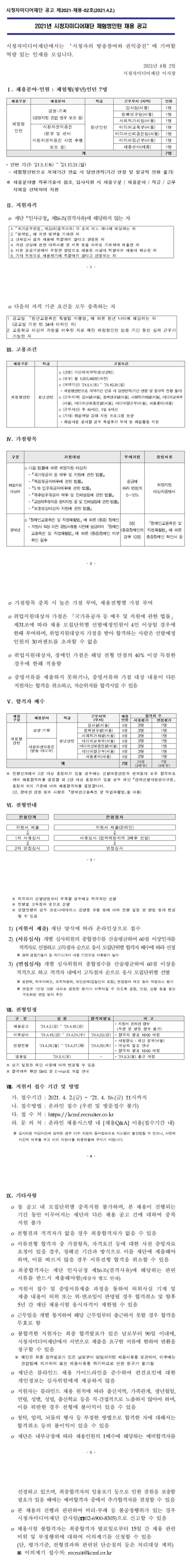 2021년 체험형 인턴 채용