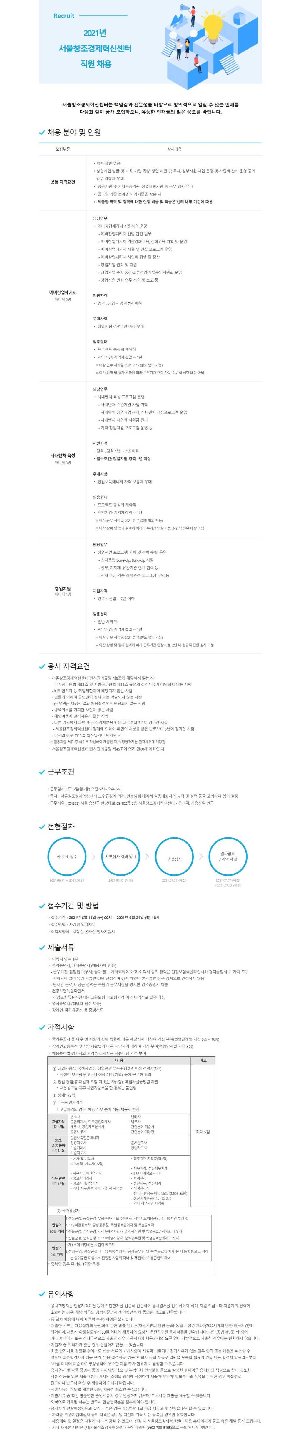 각종 창업지원 사업 운영 계약직 채용