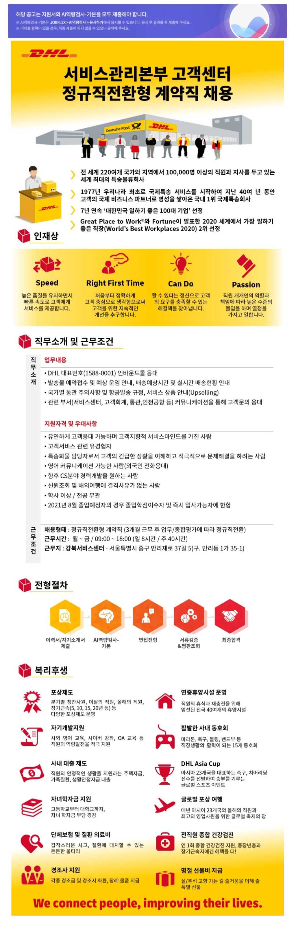 서비스관리본부 고객센터 정규직전환형 계약직 채용