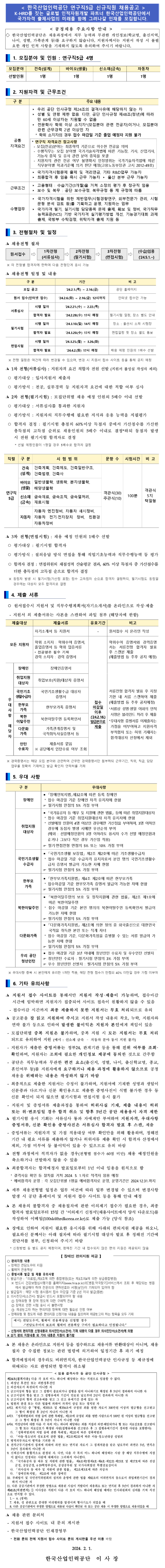 [한국산업인력공단] 2024년 상반기 연구직 직원 채용