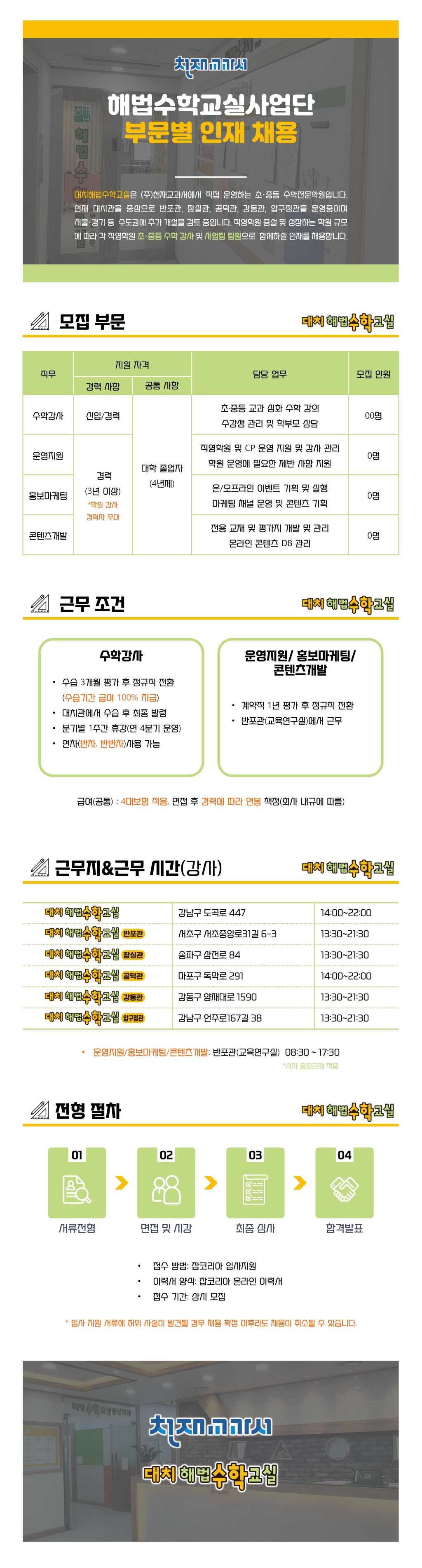 [천재교과서] 해법수학교실사업단 부문별 인재 채용