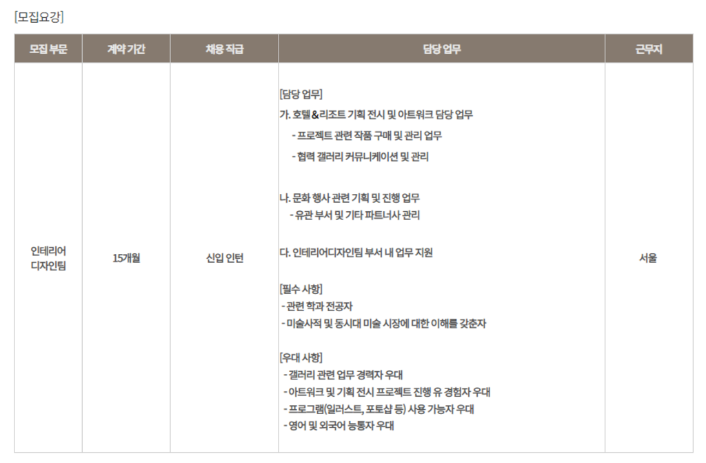 [호텔롯데] 본사 인테리어디자인팀 인턴사원 채용