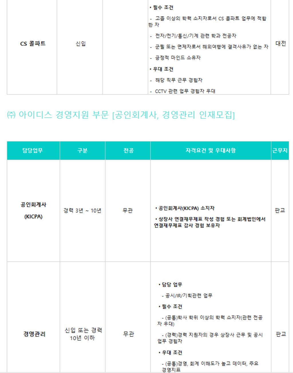 [아이디스] 24년 1분기 수시 모집