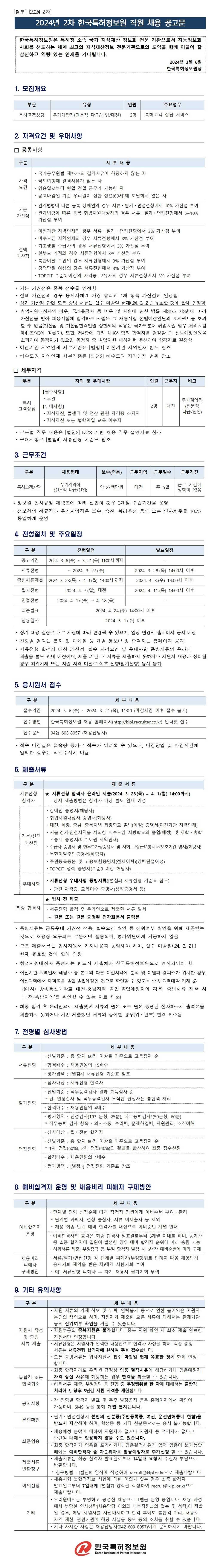 [한국특허정보원] 2024년 2차 한국특허정보원 직원 채용