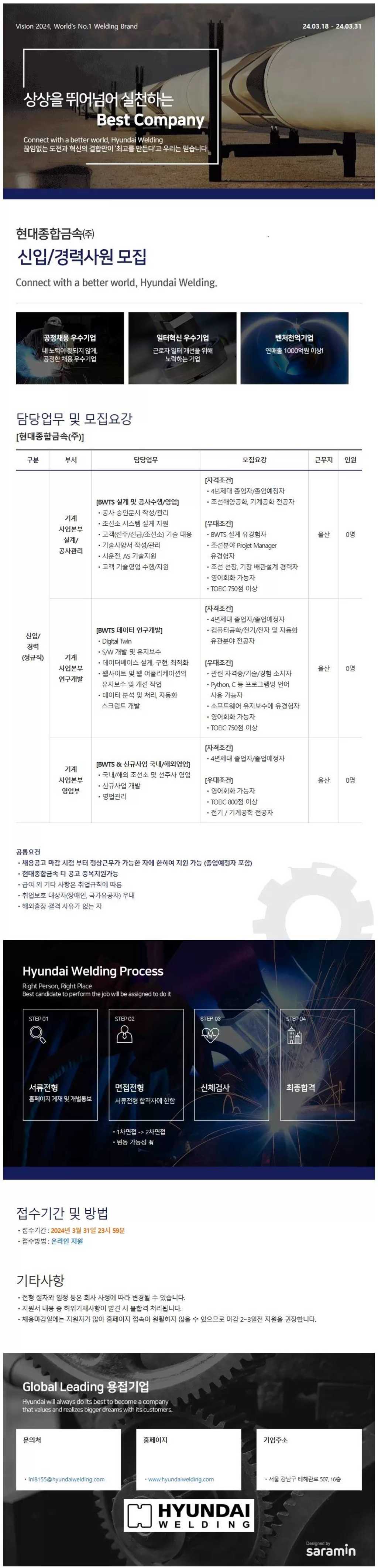 [현대종합금속] 기계사업본부 신입/경력사원 모집