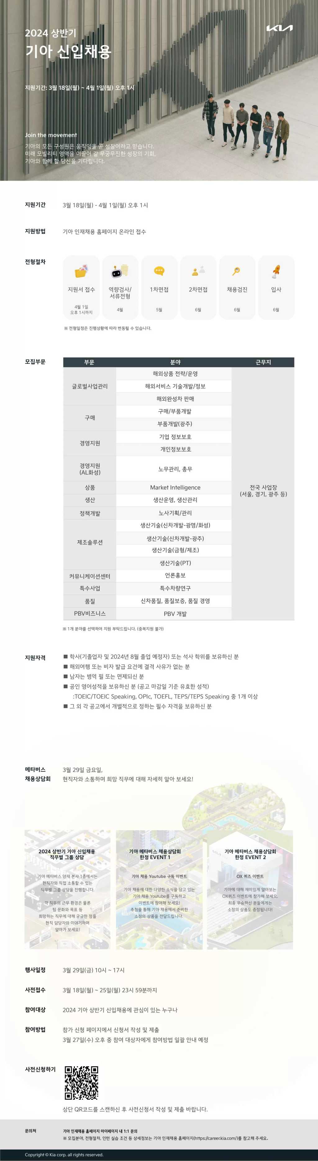 [기아] 2024년 상반기 각 부문별 신입사원 채용